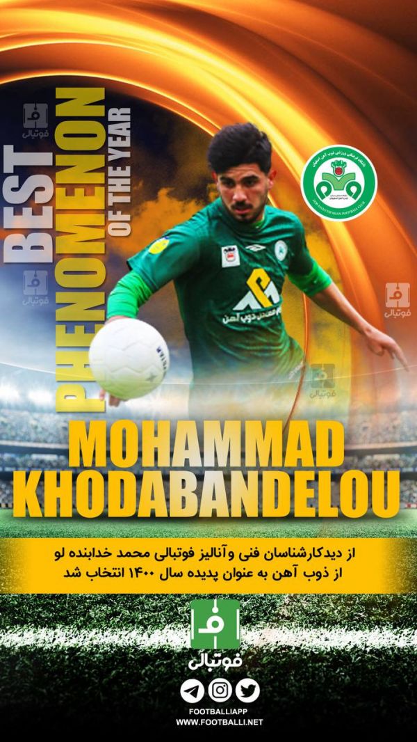  از دید کارشناسان فنی و آنالیز فوتبالی محمد خدابنده لو از ذوب آهن به عنوان پدیده سال ۱۴۰۰ انتخاب شد