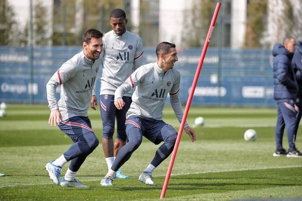  عکس؛ تمرین خندان مسی کنار ستاره آرژانتینی پیش از بازی تشریفاتی