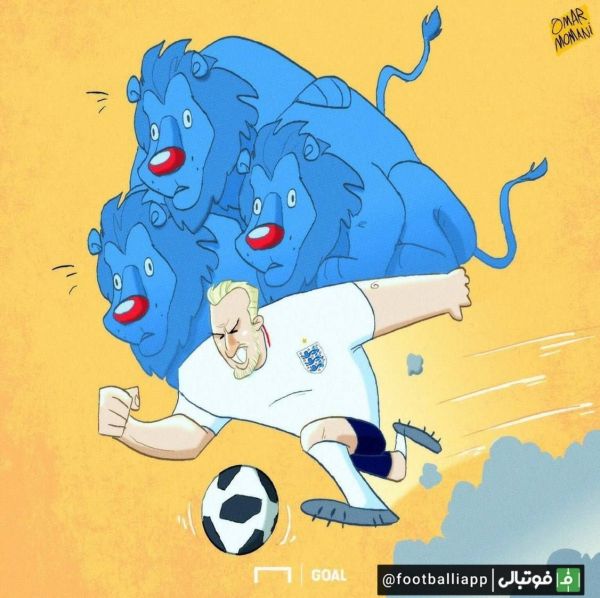  کاریکاتور  هری کین با گلزنی مقابل آلمان به رکورد 50 گل با پیراهن تیم ملی انگلیس رسید