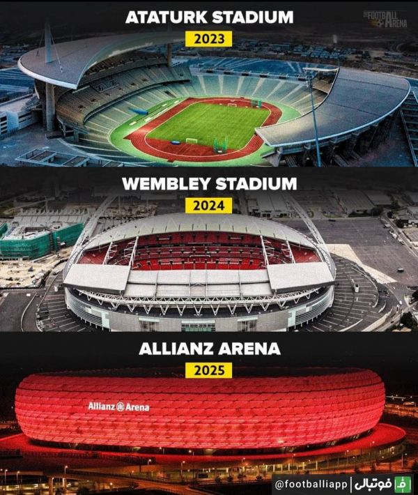  ورزشگاه‌های میزبان فینال‌ لیگ قهرمانان اروپا در ۳ فصل آینده