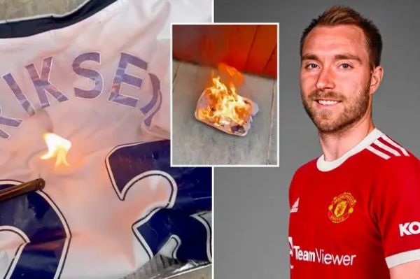  عکس؛ هوادار تاتنهام پیراهن اریکسن را آتش زد