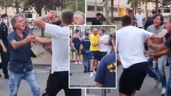  عکس؛ ممانعت پلیس از حمله مهاجم ایتالیایی به یک هوادار