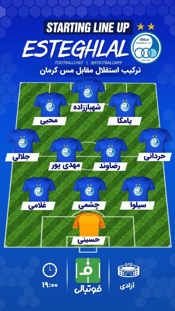  شماتیک ترکیب استقلال برای دیدار مقابل مس کرمان