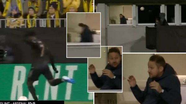شوت مهاجم آرسنال به هواداری که پشت پنجره بود