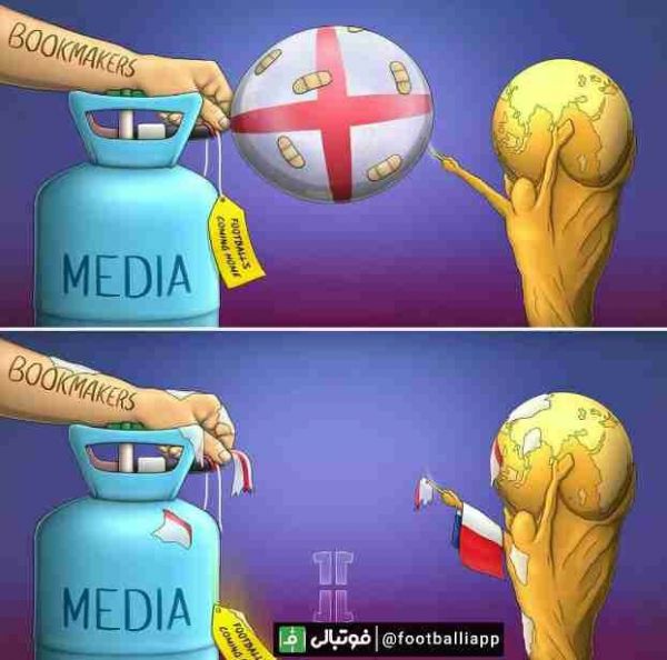  کاریکاتور  ماجرای حذف انگلیس از جام جهانی به روایت این کاریکاتور