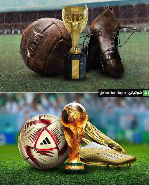  توپ جام جهانی، کاپ جام جهانی و استوک‌های بازیکنان فوتبال در گذر زمان