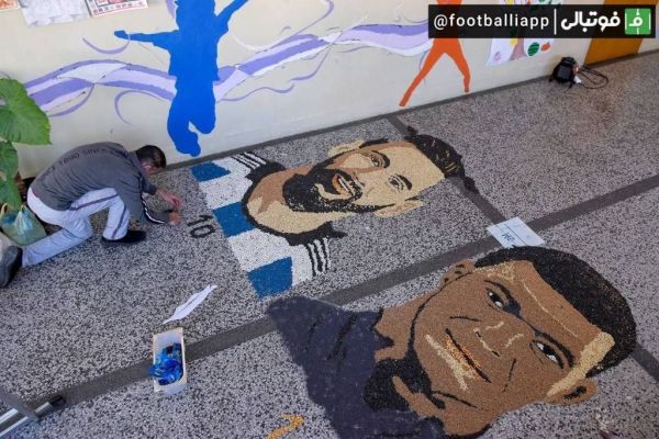  نقاشی سرامیکی امباپه و مسی در آستانه فینال امروز