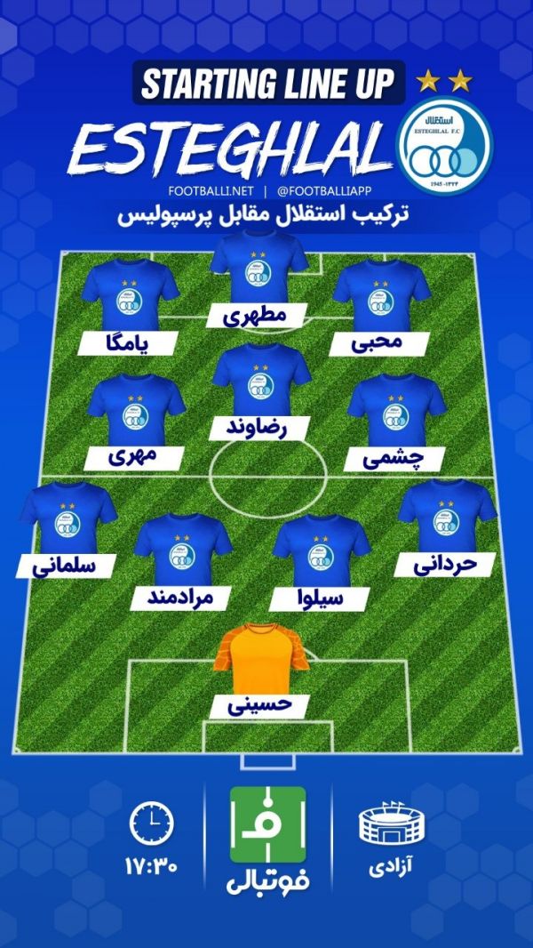  اختصاصی  شماتیک ترکیب استقلال مقابل پرسپولیس