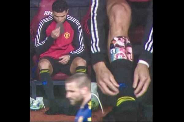 عکس؛ بوسه رونالدو بر ساق بندش از روی نیمکت