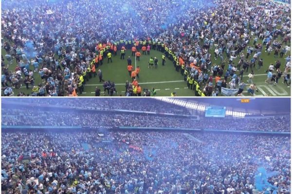  عکس؛ هجوم هواداران منچسترسیتی به درون زمین پس از قهرمانی
