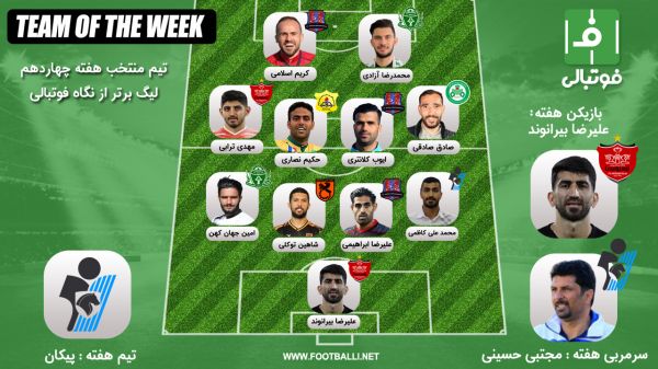  تیم منتخب هفته چهاردهم؛ پرواز با بال‌های بیرو