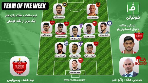 تیم منتخب هفته پانزدهم؛ به رنگ قرمز