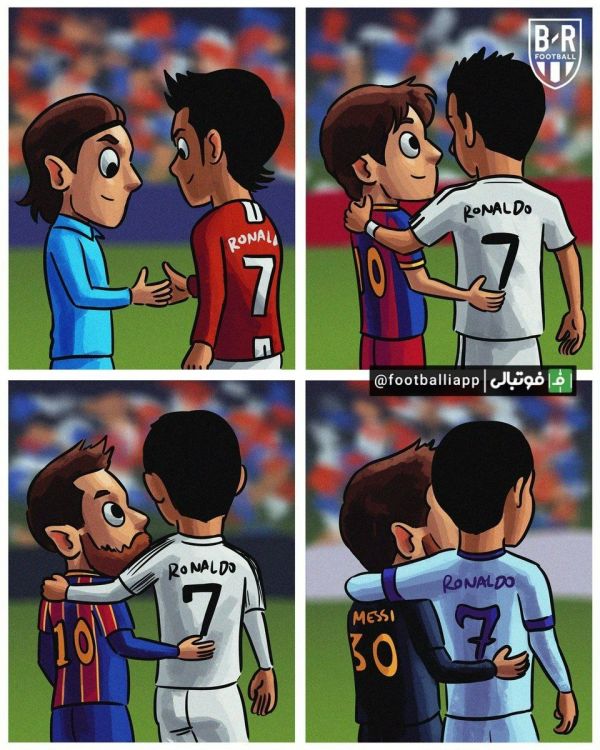  کاریکاتور  آخرین دیدار لیونل مسی و کریستیانو رونالدو