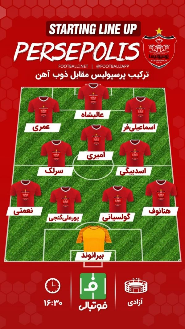  اختصاصی  شماتیک ترکیب پرسپولیس مقابل ذوب‌آهن