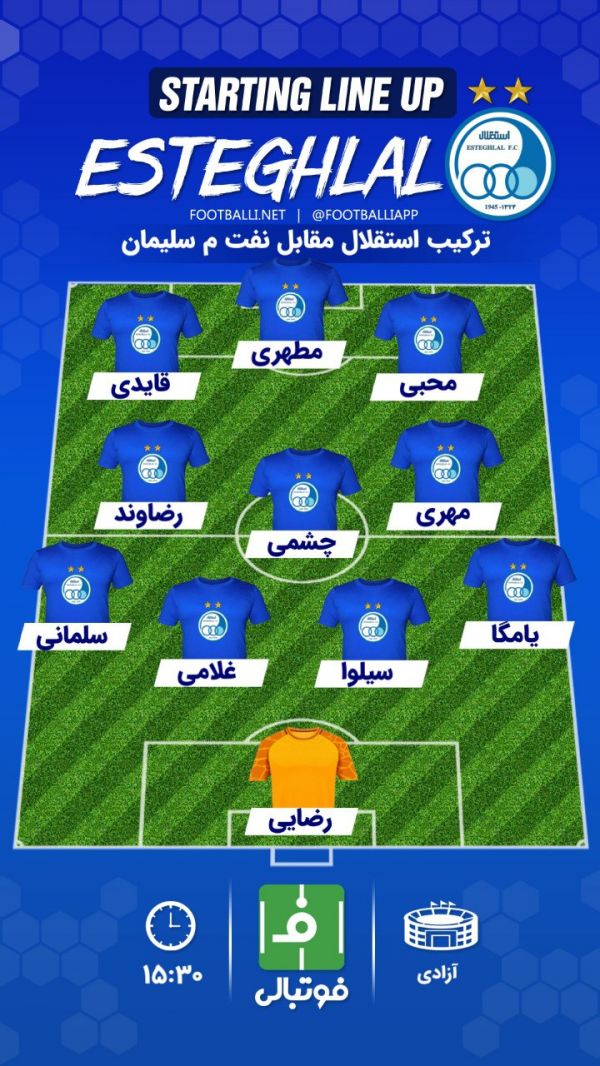  اختصاصی فوتبالی  شماتیک ترکیب استقلال مقابل نفت مسجدسلیمان