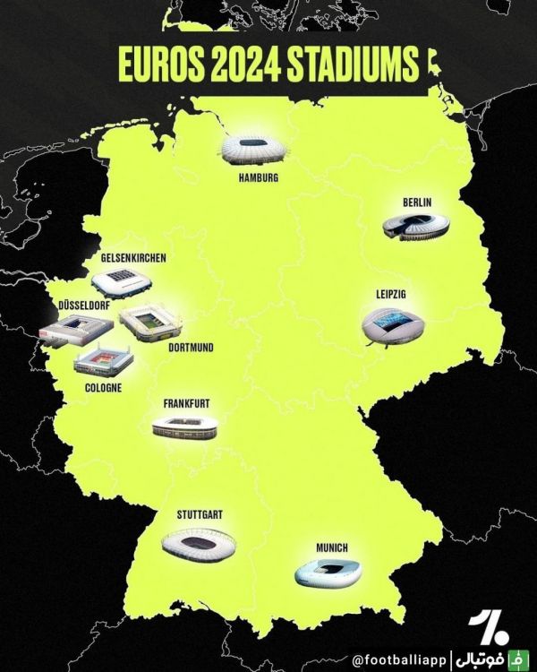 اینفوگرافی  استادیوم های میزبان یورو 2024 در آلمان