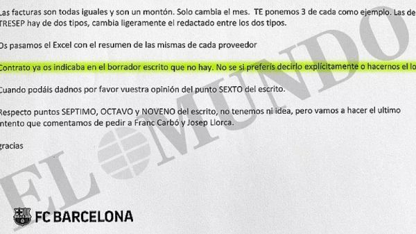 لو رفتن سند جدید تلاش بارسلونا برای مخفی کردن پرداخت رشوه