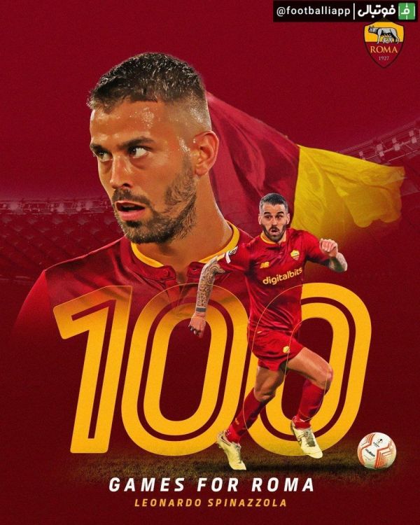  طرح  باشگاه رم با انتشار این طرح از لئوناردو اسپیناتزولا، هافبک ایتالیایی 29 ساله بابت صدمین بازی خود با پیراهن رم تقدیر کرد