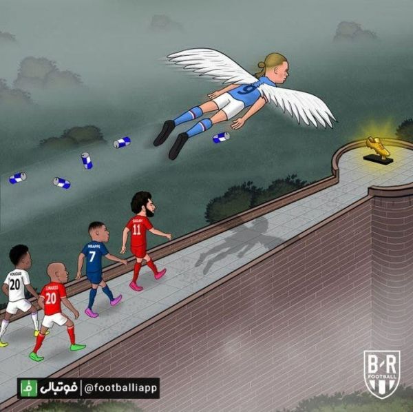 کاریکاتور خیز هالند برای کفش طلا