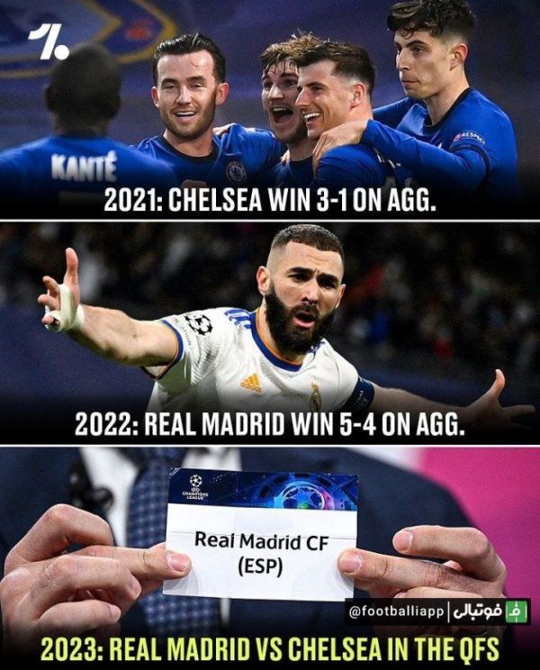  اینفوگرافی  رئال مادرید و چلسی که تا سال 2021 هرگز در لیگ قهرمانان با یکدیگر دیدار نکرده بودند برای سومین فصل متوالی در مرحله حذفی به مصاف هم خواهند رفت