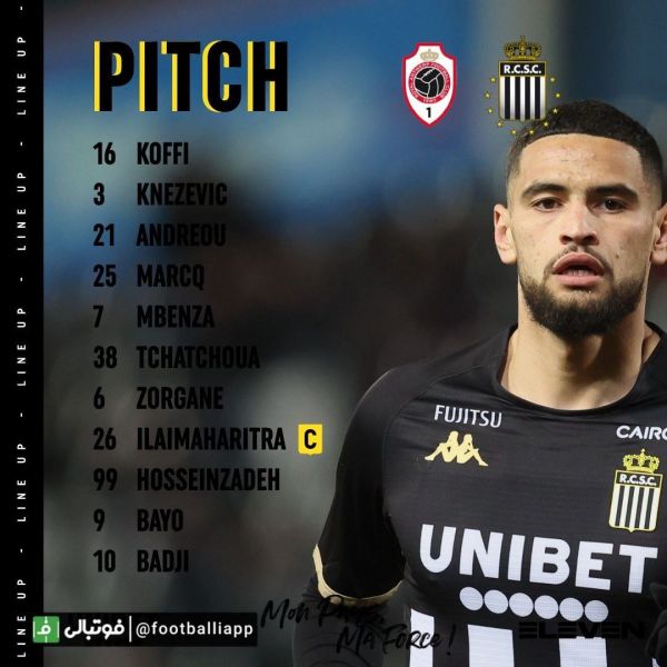  ژوپیلرلیگ بلژیک  امیرحسین حسین‌زاده در ترکیب شارلروا برای دیدار مقابل آنتورپ