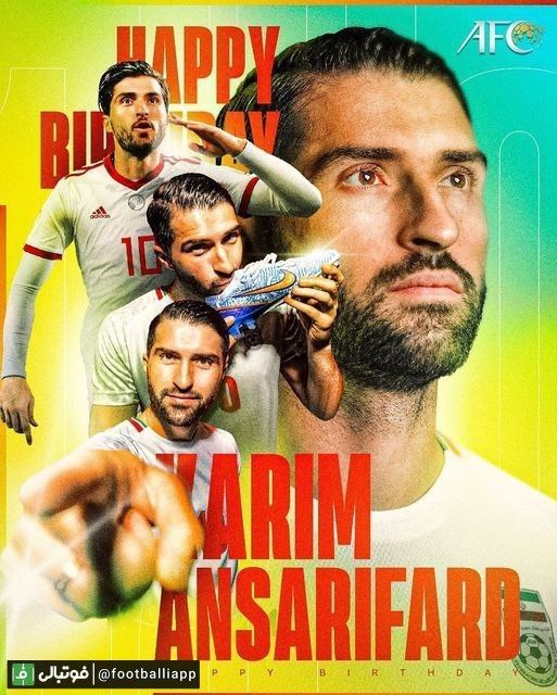  پوستر صفحه فارسی afc به بهانه تولد 33 سالگی کریم انصاری‌فرد