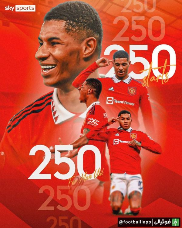  بازی منچستریونایتد مقابل نیوکاسل دویست و پنجاهمین حضور مارکوس رشفورد در ترکیب شیاطین سرخ بود