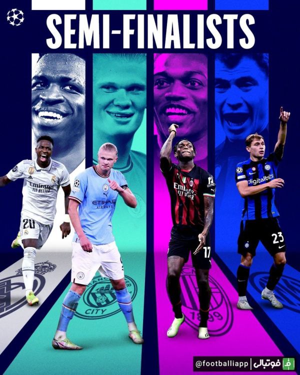  پوستر  4 تیمی که در نیمه نهایی فصل 2022 23 لیگ قهرمانان اروپا حضور داشتند