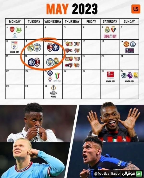  اینفوگرافی  تقویم جذاب فوتبال اروپا در ماه می