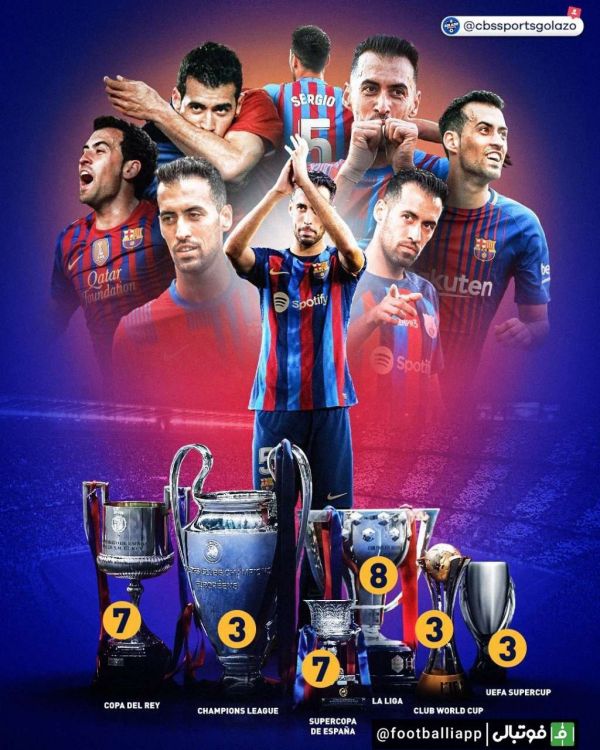  اینفوگرافی  افتخارات سرخیو بوسکتس با پیراهن بارسلونا در یک قاب