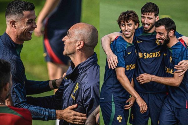  عکس؛ بگو و بخند رونالدو و مربی اسپانیایی در تمرین پرتغال