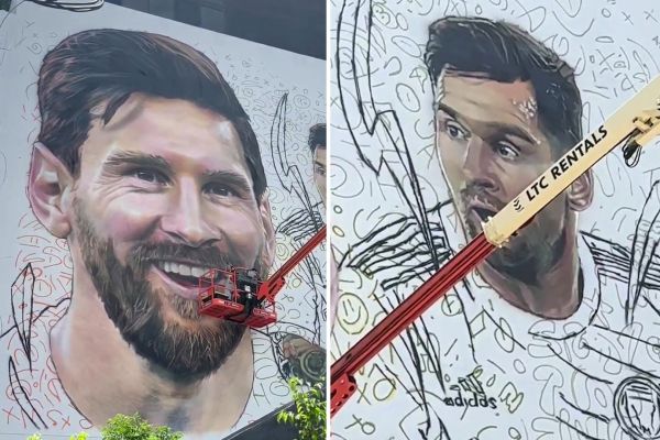 استقبال بکام از مسی با نقاشی چهرهاش بر روی دیوارهای میامی