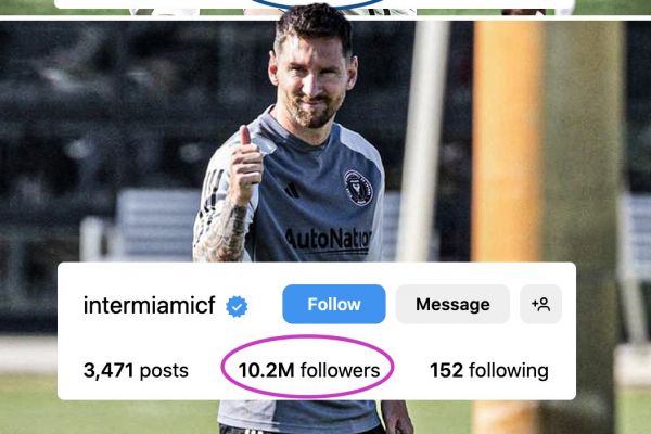 سبقت اینترمیامی از اینتر در اینستاگرام  عکس