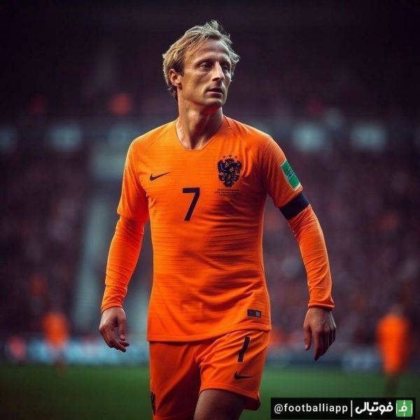  یوهان کرایف اسطوره تیم ملی هلند در پیراهن طرح جدید تیم کشورش در سال 2023 با کمک هوش مصنوعی