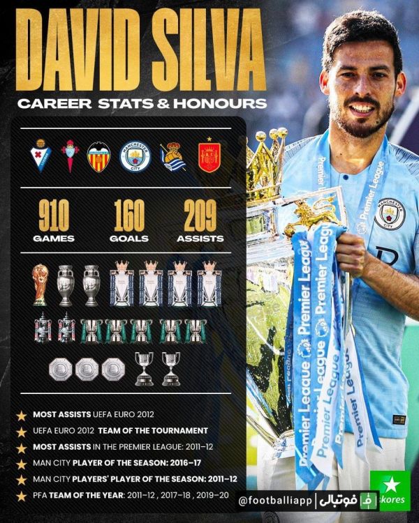  اینفوگرافی  عملکرد و افتخارات داوید سیلوا