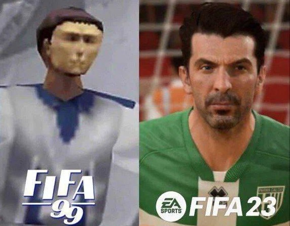  عکس؛ تفاوت زیاد چهره بوفون در فیفا 99 با فیفا 23