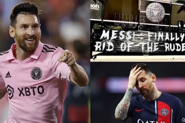 هواداران پیاسجی دست از سر مسی برنمیدارند؛ نصب پارچهنوشته مقابل ورزشگاه اینتر میامی