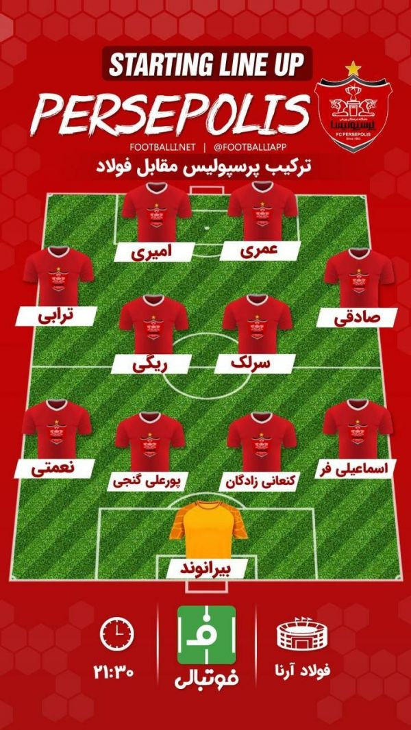  اینفوگرافی اختصاصی  شماتیک ترکیب پرسپولیس مقابل فولاد خوزستان