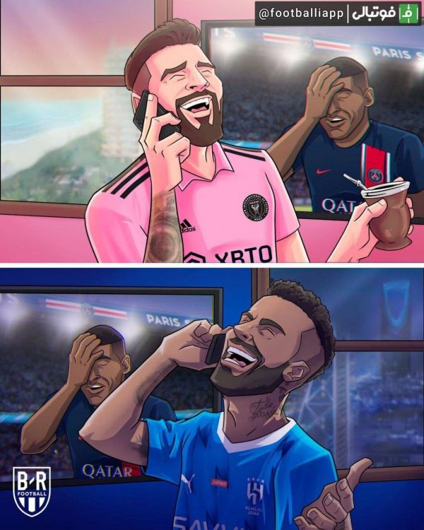  طرح  مسی و نیمار در حال تماشای تحقیر پاریسن ژرمن مقابل نیوکاسل