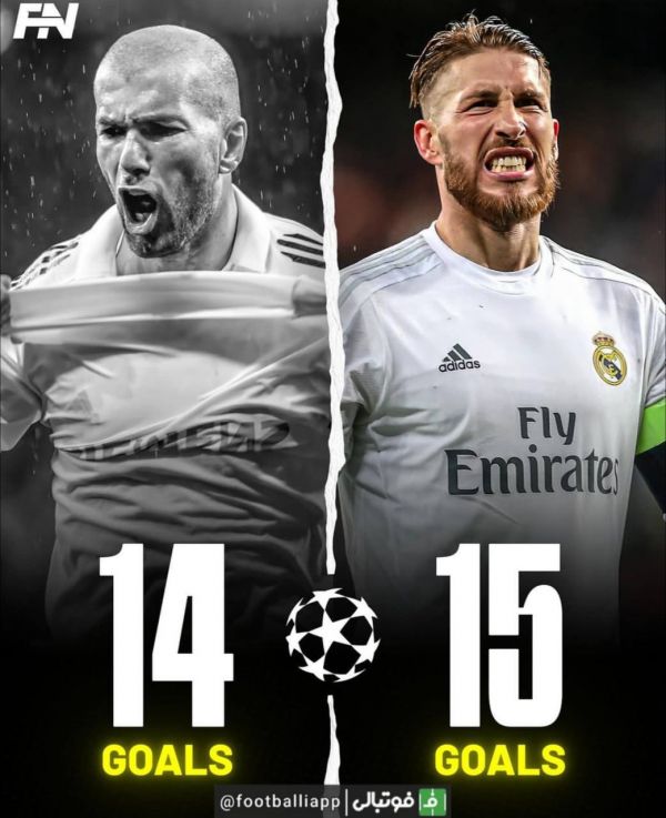  زیدان گل های بیشتری در لیگ قهرمانان اروپا زده یا راموس