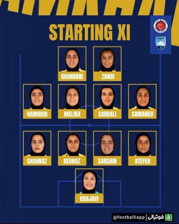  ترکیب خاتون ایران‌ مقابل سیدنی استرالیا  ساعت بازی ۱۳ ۳۰