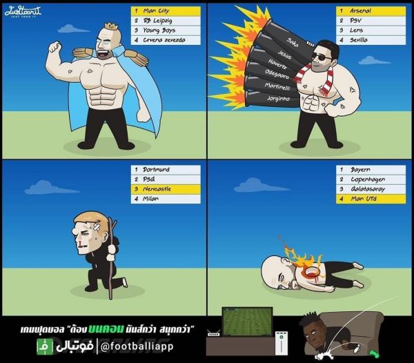  وضعیت تیم‌های انگلیسی در لیگ قهرمانان اروپا به روایت کاریکاتور