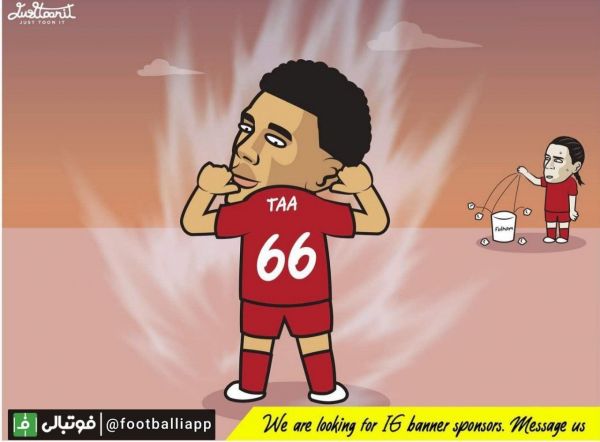  کاریکاتور  قرمزها مدیون بهترین آرنولد تاریخ   ترنت الکساندر آرنولد ستاره بی چون و چرای این روزهای لیورپول است