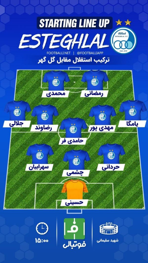  اختصاصی فوتبالی  شماتیک ترکیب استقلال مقابل گل گهر