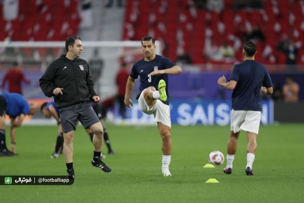 گزارش تصویری گرم کردن ملیپوشان ایران پیش از شروع بازی با قطر، 18 بهمن 1402