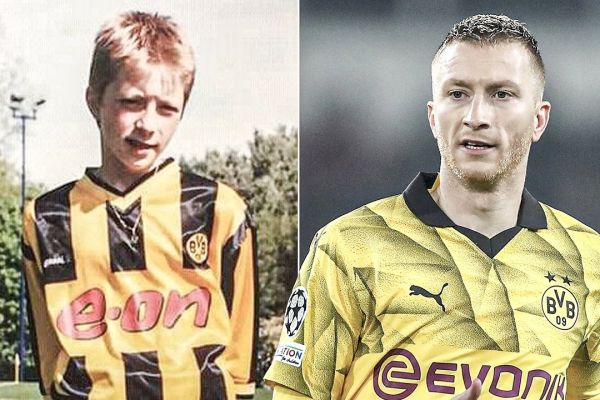 دو عکس از رویس در لباس دورتموند که 24 سال میان آنها تفاوت وجود دارد