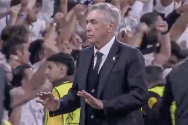  لحظه‌ای که آنچلوتی پس از گل دوم رئال مادرید همه را به آرامش دعوت کرد  عکس