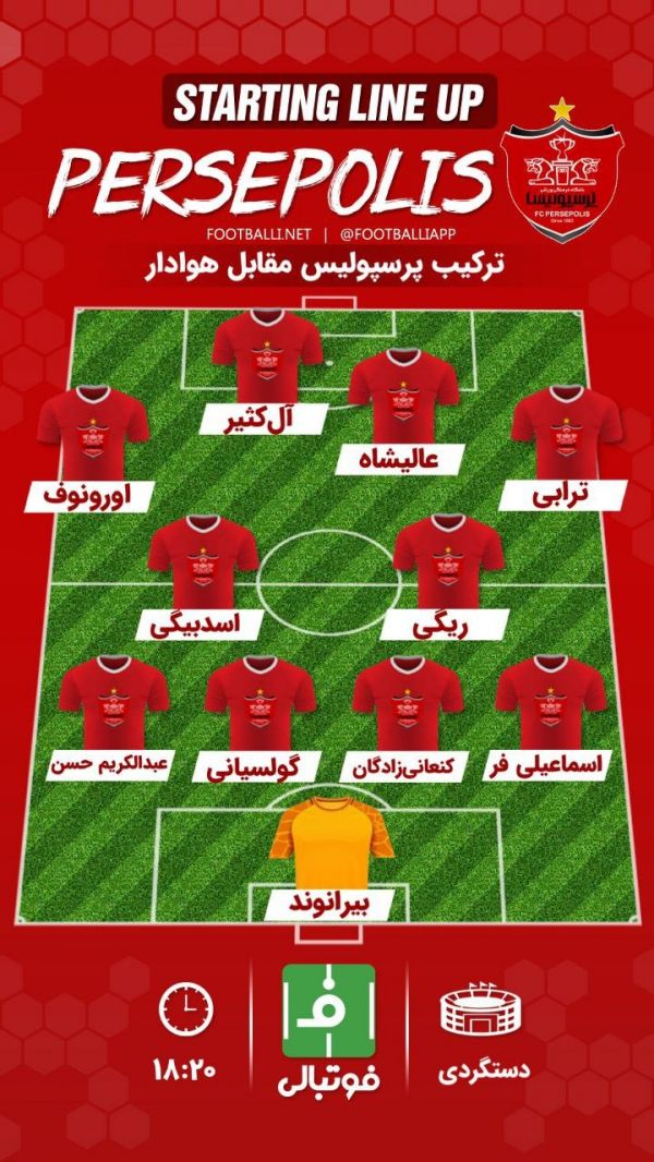  اختصاصی فوتبالی  شماتیک ترکیب پرسپولیس برای دیدار مقابل هوادار