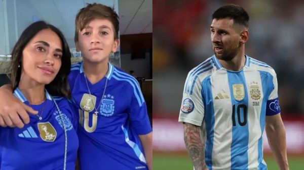  سلفی همسر و پسر مسی در حال تماشای بازی آرژانتین و شیلی