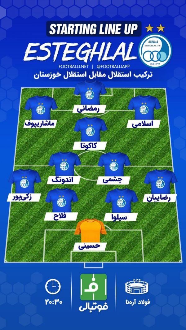  اختصاصی فوتبالی  شماتیک ترکیب استقلال مقابل استقلال خوزستان